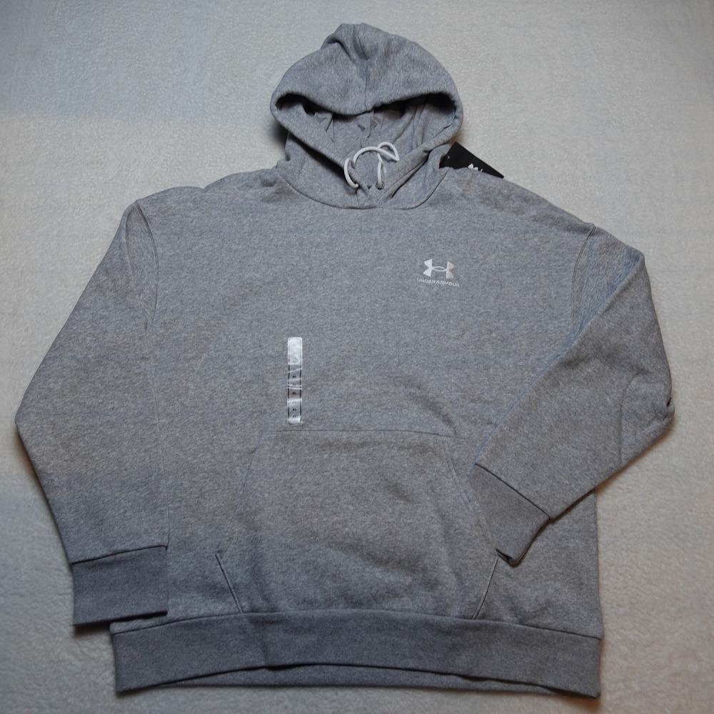 Under Armour Essential Fleece Womens Hoodie XL Gray Cotton Blend Pullover